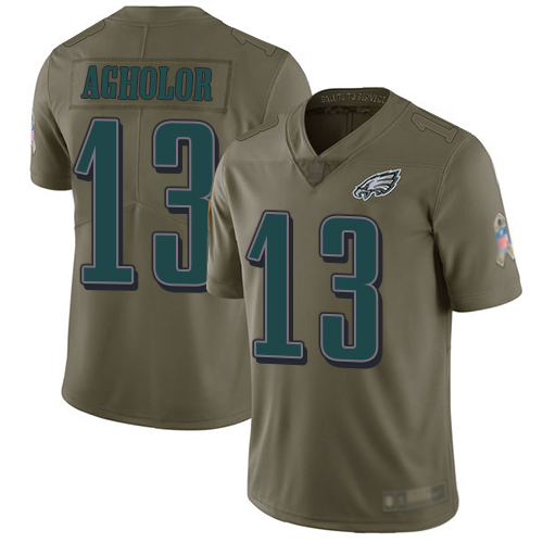 Men Philadelphia Eagles #13 Nelson Agholor Limited Olive 2017 Salute to Service Football NFL Jersey